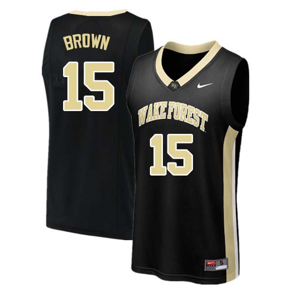 Men #15 Skip Brown Wake Forest Demon Deacons College Basketball Jerseys Sale-Black